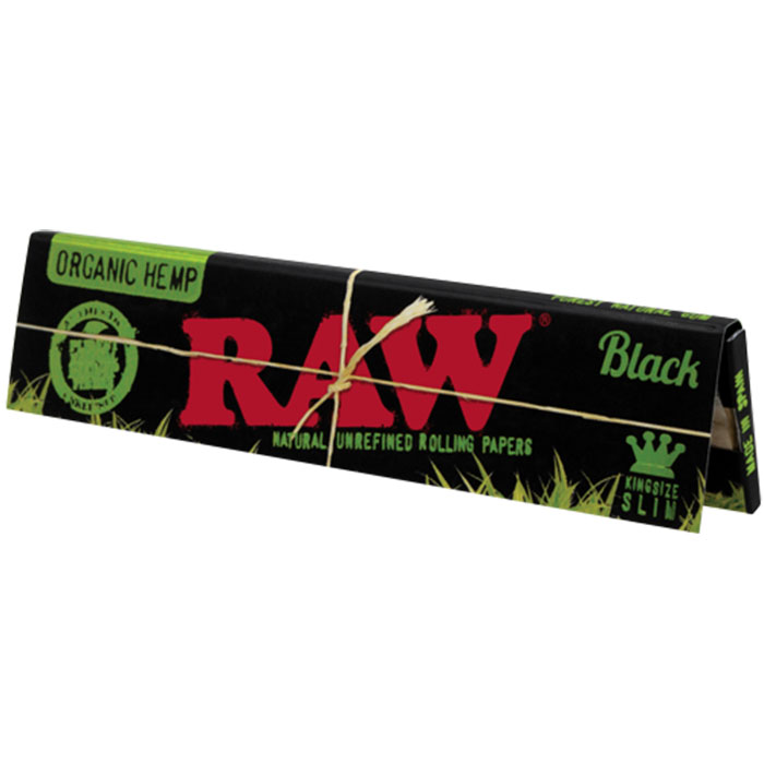 raw black organic hemp king size slim rolling papers