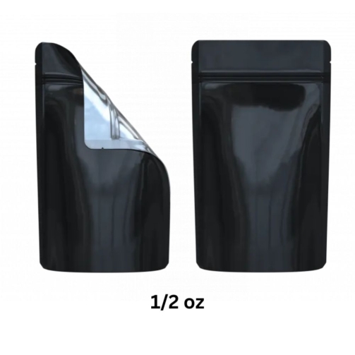 BLACK/ CLEAR MYLAR BAGS 1/2 OZ