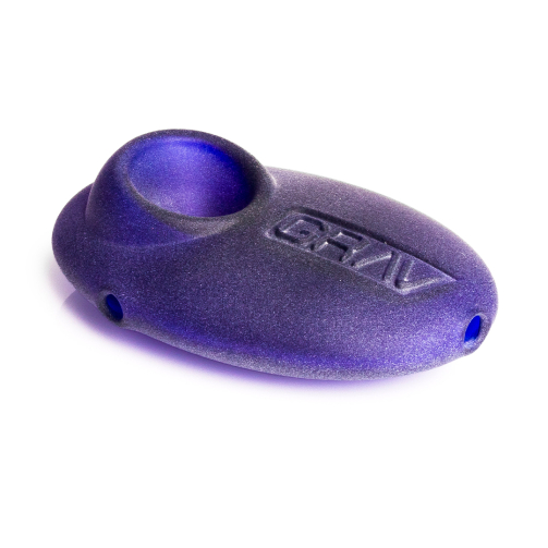 Grav Sandblasted Pebble Spoon Pipe – Matte Borosilicate Glass with Carb Hole