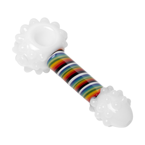 Human Grade Rainbow Spoon Pipe – 4.5" Borosilicate Glass with Rainbow Swirl Stem