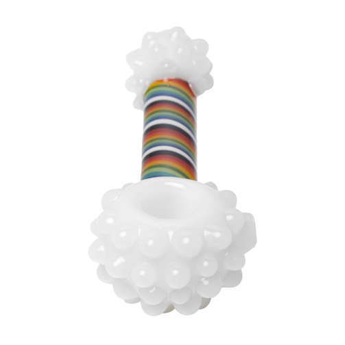 Human Grade Rainbow Spoon Pipe – 4.5" Borosilicate Glass with Rainbow Swirl Stem