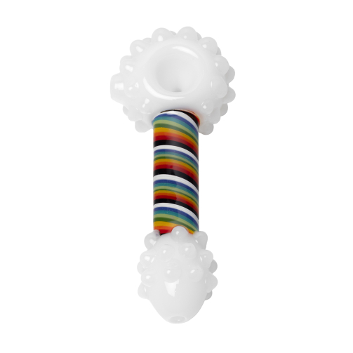 Human Grade Rainbow Spoon Pipe – 4.5" Borosilicate Glass with Rainbow Swirl Stem