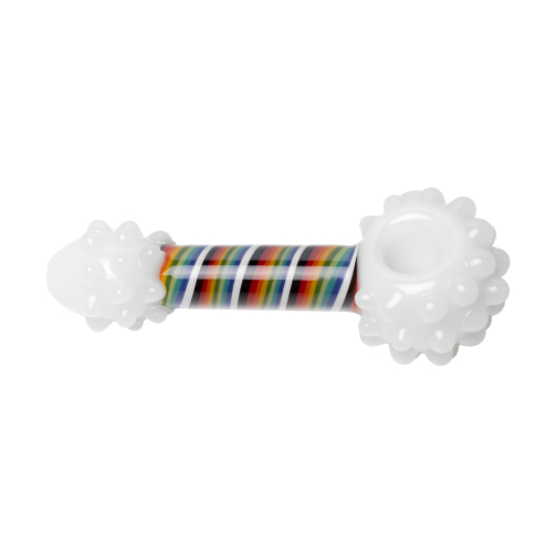 Human Grade Rainbow Spoon Pipe – 4.5" Borosilicate Glass with Rainbow Swirl Stem
