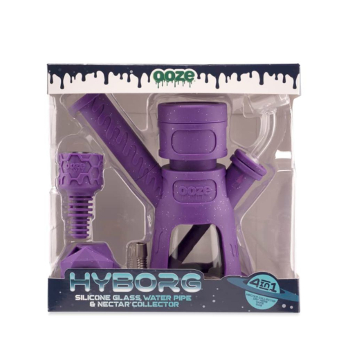 Ooze Hyborg 4-in-1 Hybrid Rig – Silicone Glass Bong, Dab Rig, Nectar Collector & Pen Adapter