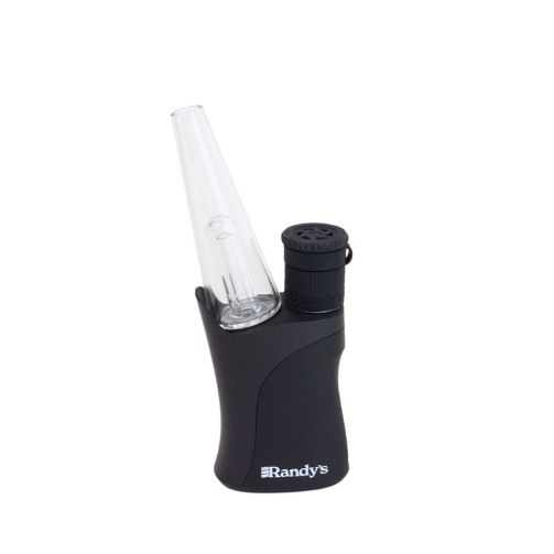 Alt Text: Randy’s Grip Plus vaporizer with glass bubbler attachment for water filtered hits