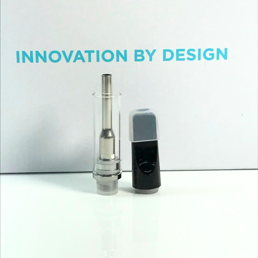 iKrusher Calibr Pro full ceramic cart 1ml front view - leak-proof 510 vape cartridge with press tip top removed