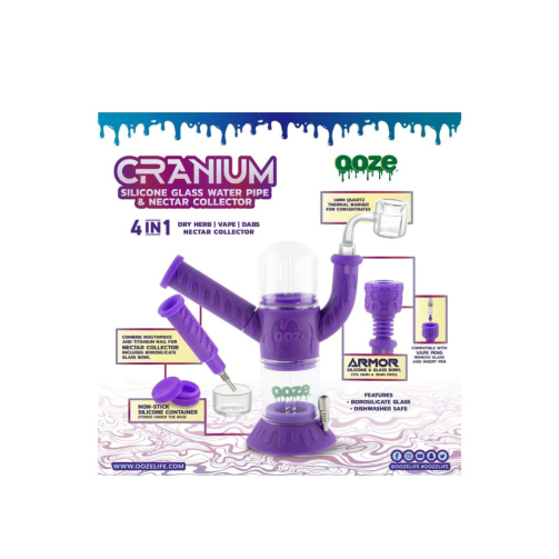 Ooze Cranium Silicone 4-in-1 Hybrid Water Pipe – Bong, Dab Rig & Nectar Collector