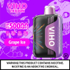 Sleek VIHO TRX 50K disposable vape device with a modern ergonomic design, featuring a vibrant 3D curved digital display screen showing battery and e-liquid levels, adjustable airflow controls, transparent tank, and USB-C charging port – delivering up to 50,000 puffs in a compact, rechargeable format.