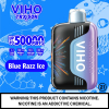 Sleek VIHO TRX 50K disposable vape device with a modern ergonomic design, featuring a vibrant 3D curved digital display screen showing battery and e-liquid levels, adjustable airflow controls, transparent tank, and USB-C charging port – delivering up to 50,000 puffs in a compact, rechargeable format.