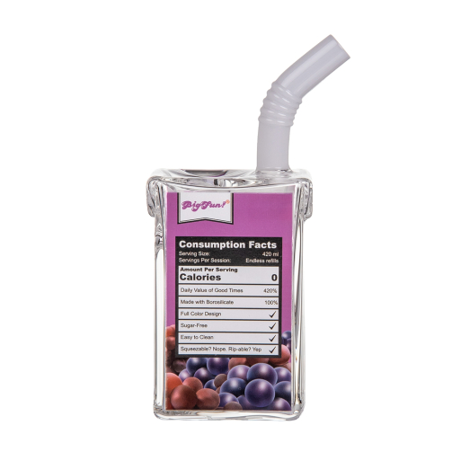 BigFun Juice Box Bubbler – Nostalgic Glass Water Pipe with Slit Perc (5")