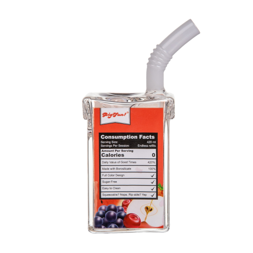 BigFun Juice Box Bubbler – Nostalgic Glass Water Pipe with Slit Perc (5")