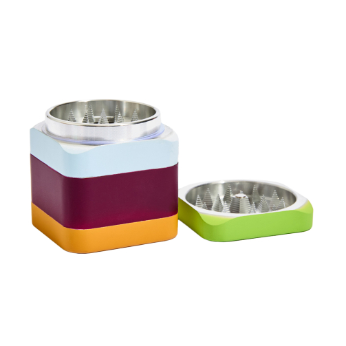 Colorblock Grinder – 4-Piece Rubberized Metal Herb Grinder (2.25")