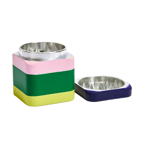 Colorblock Grinder – 4-Piece Rubberized Metal Herb Grinder (2.25")